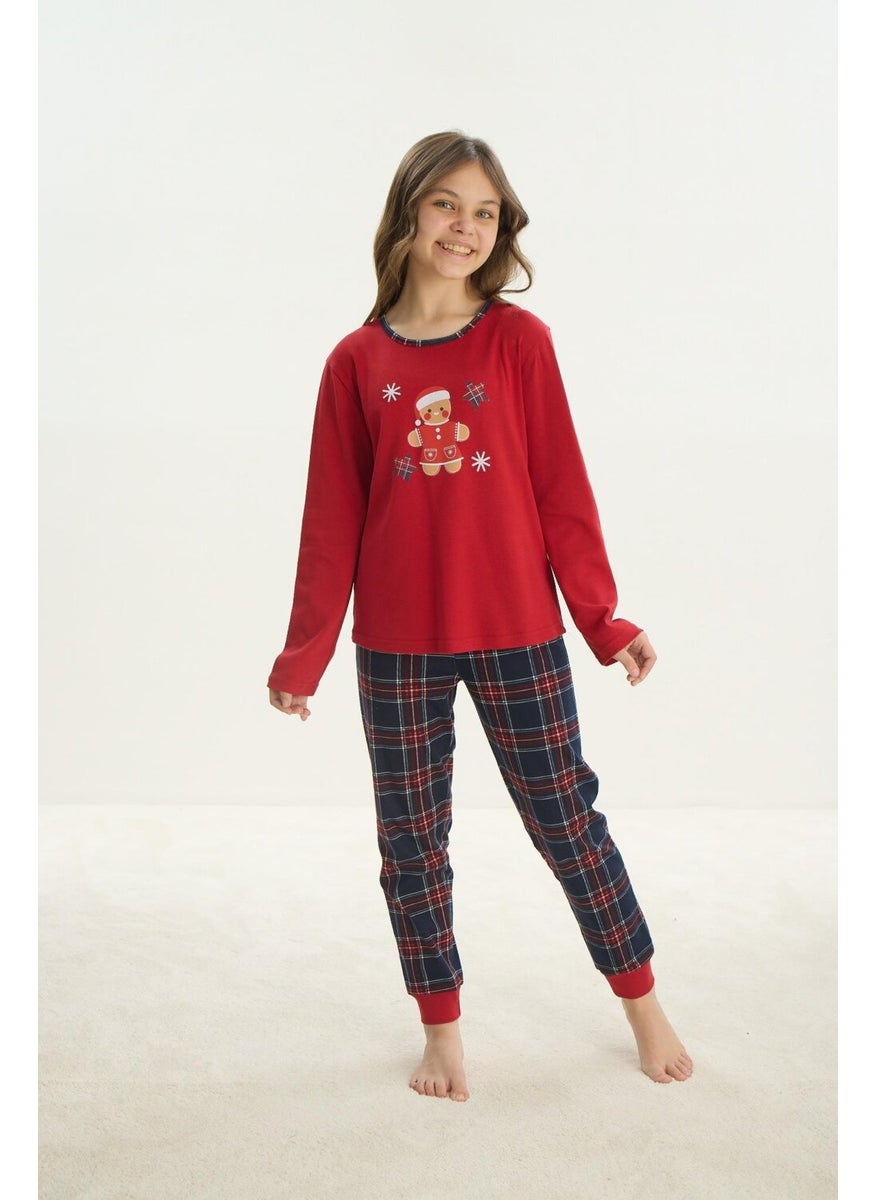 Girl Waiter Long Sleeve Red Pajama Set C4T4N7O8