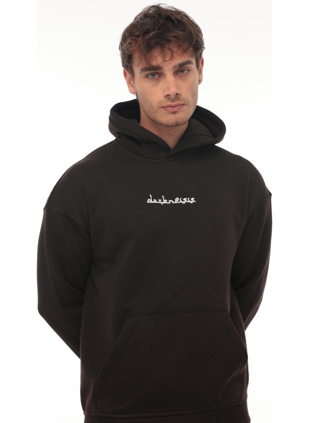Black Ethnic Back Printed Hooded Three Thread Oversize SWEATSHIRT-2438