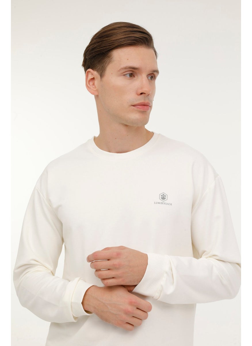 M-SN75 Bsc C Neck Sw 3fx Ecru Men's Sweatshirt