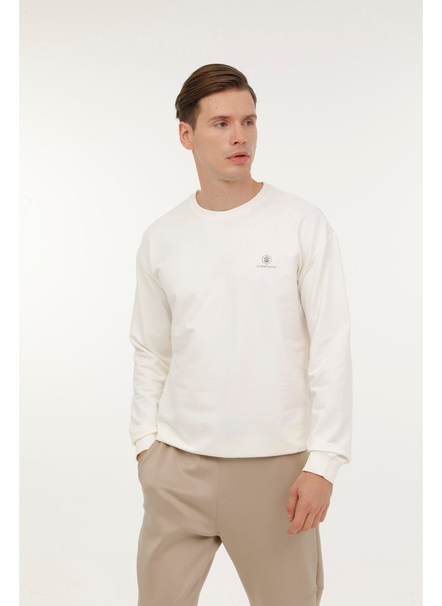 M-SN75 Bsc C Neck Sw 3fx Ecru Men's Sweatshirt