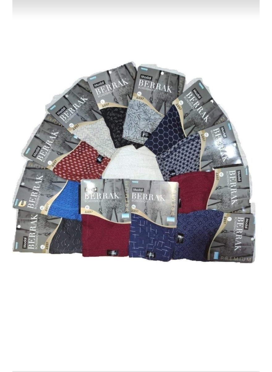 4497 Men's Modal Patterned Boxer 10 Pieces