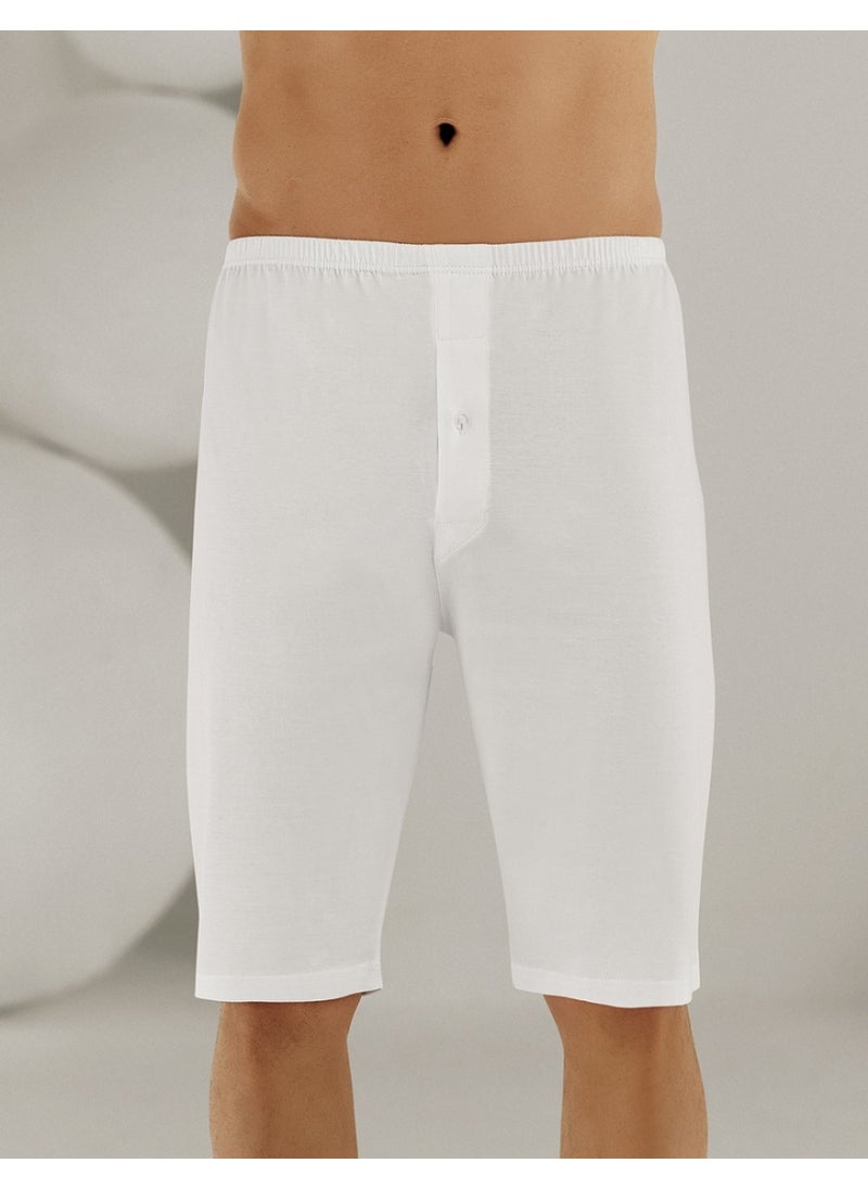 Combed Cotton Jersey Cuffed Boxer White ME018