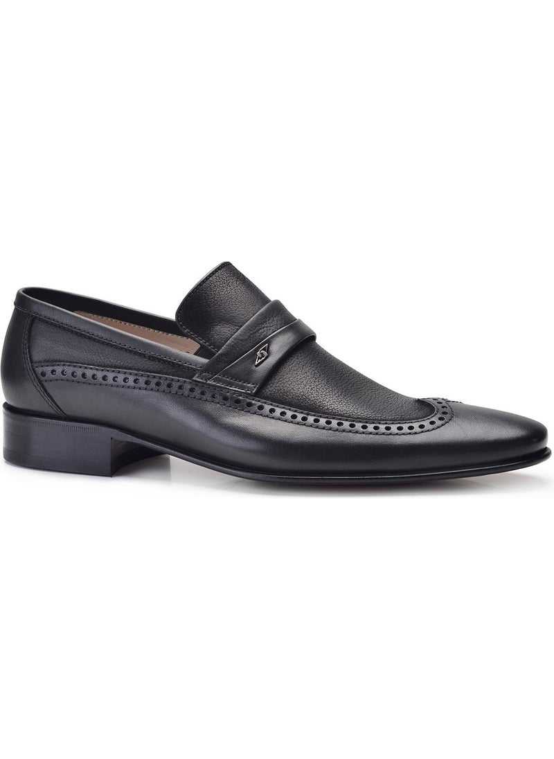 Black Classic Loafer Leather Men's Shoes -6967-