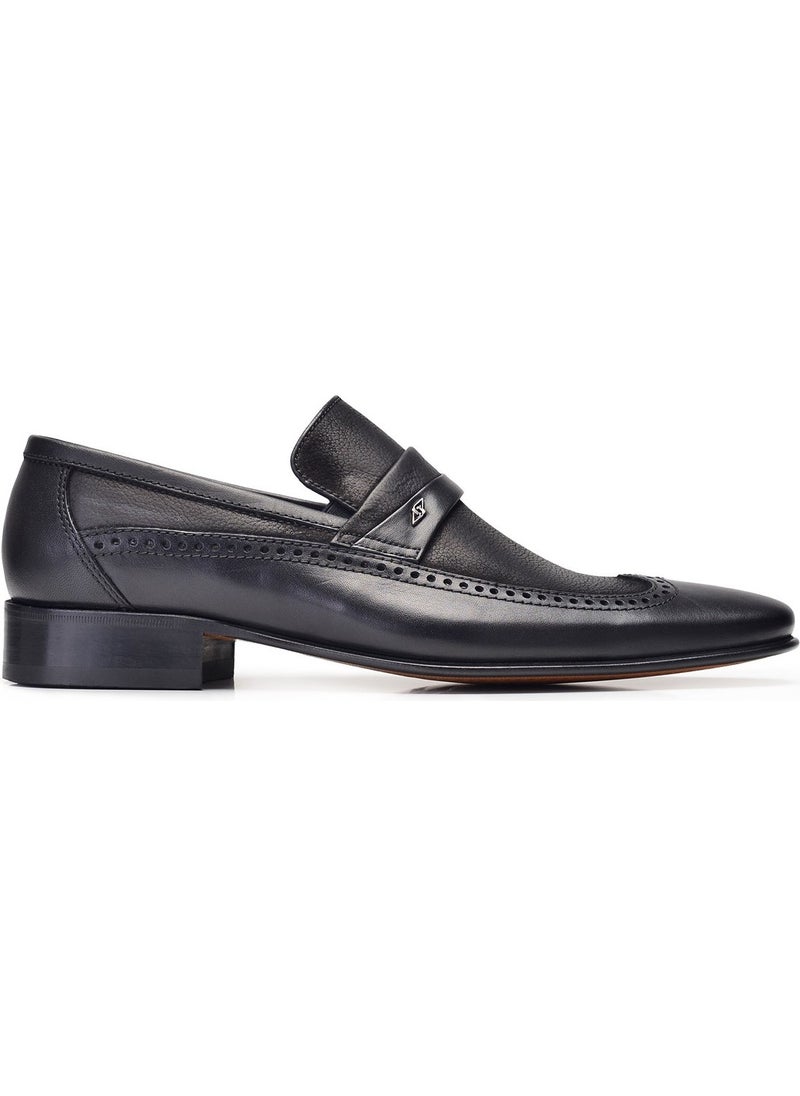 Black Classic Loafer Leather Men's Shoes -6967-