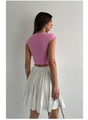 30528 Cotton and Modal Blend Crop Top-Pink