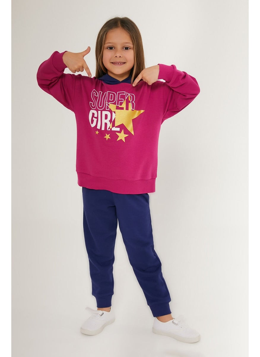 Super Girl Dark Pink Girls' Tracksuit Set