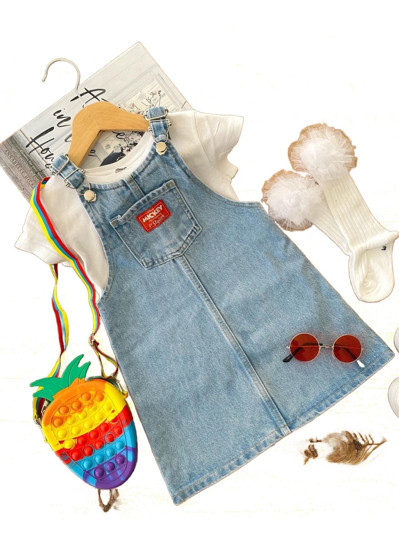 My Little One's Cicis My Little One's Cicis Front Pocket Detailed Mcky Denim Overalls - Blue