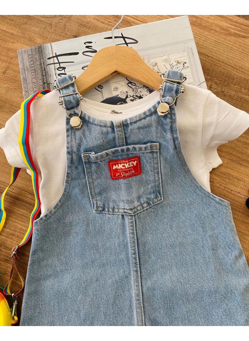 My Little One's Cicis My Little One's Cicis Front Pocket Detailed Mcky Denim Overalls - Blue