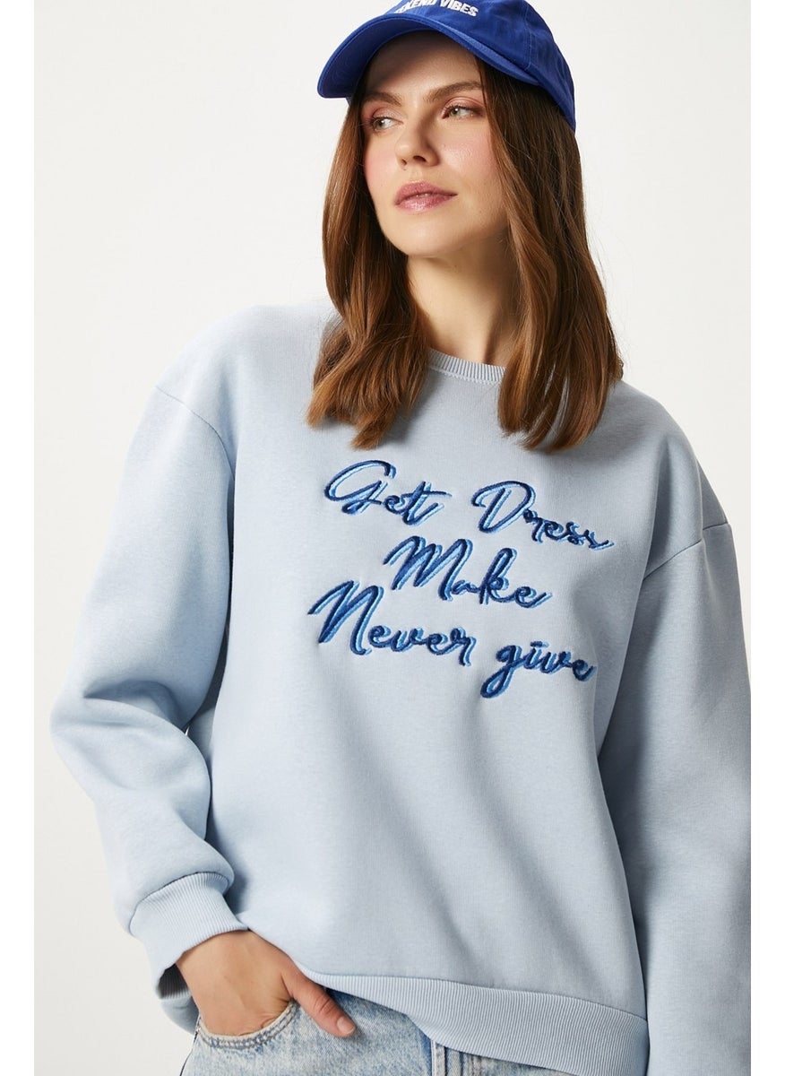 Women's Dress Embroidered Blue Sweatshirt