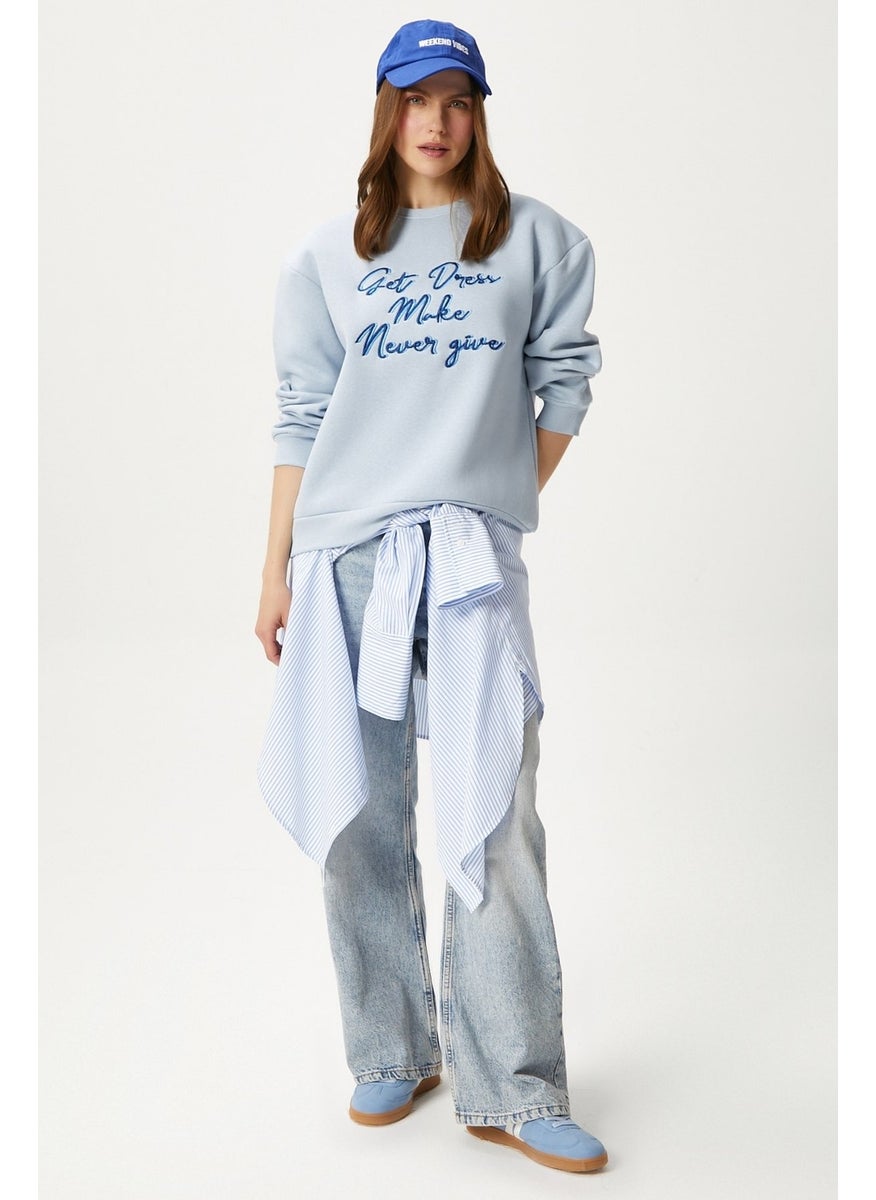 Women's Dress Embroidered Blue Sweatshirt