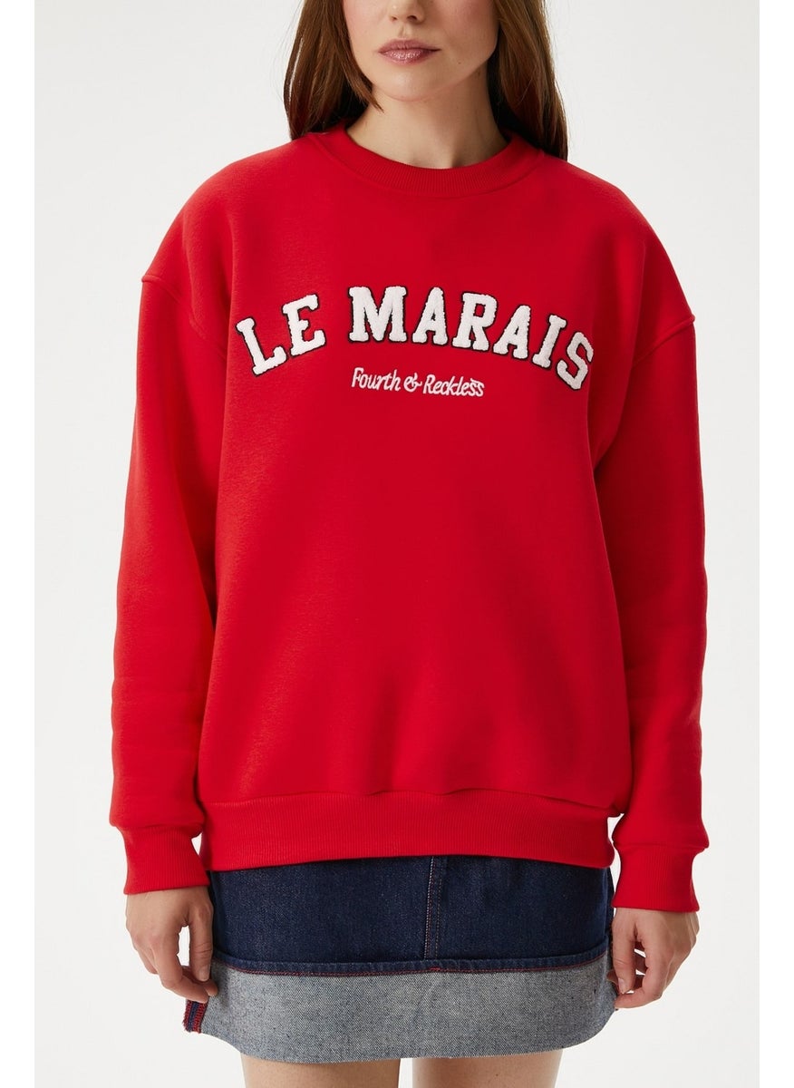 Women's Marais Red Embroidered Oversize Sweatshirt