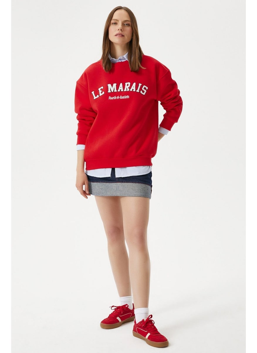 Women's Marais Red Embroidered Oversize Sweatshirt