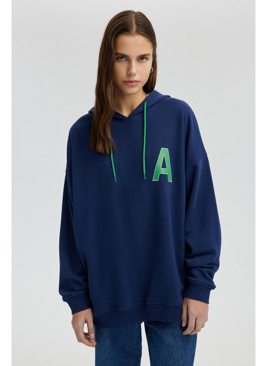 Letter Printed Oversized Sweatshirt