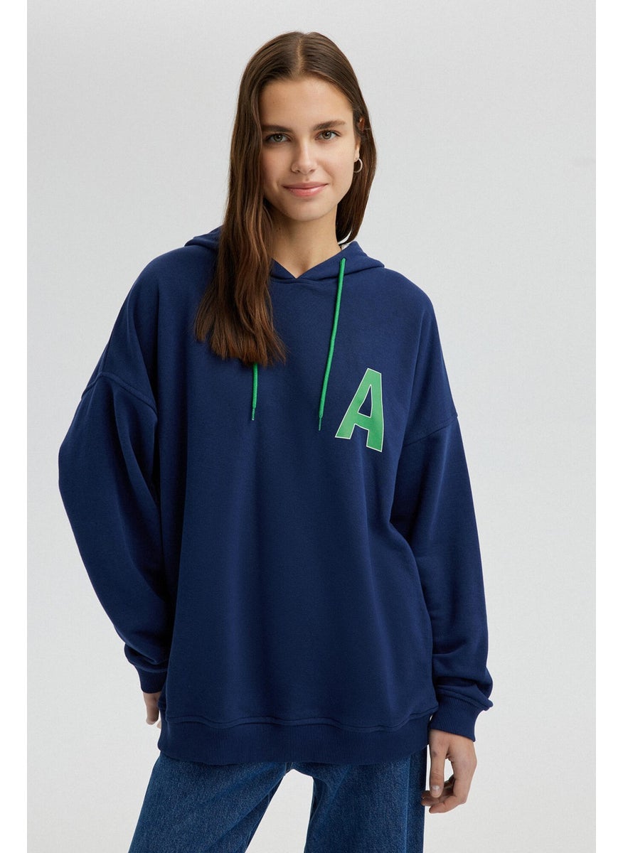 Letter Printed Oversized Sweatshirt