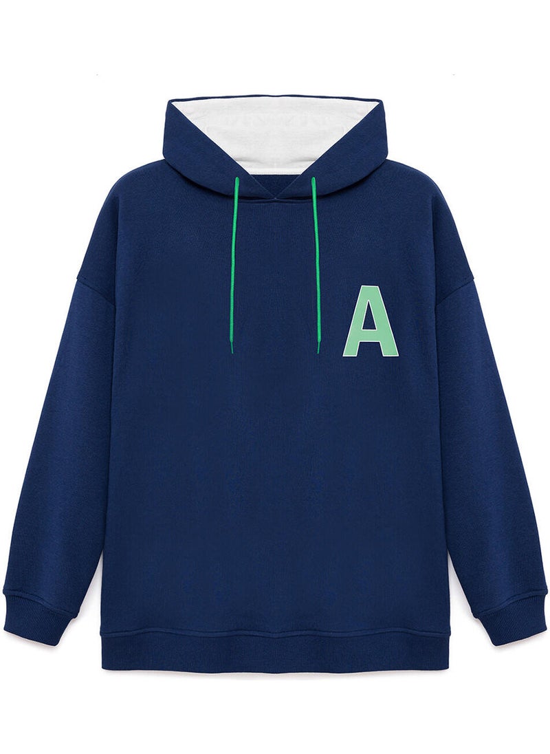 Letter Printed Oversized Sweatshirt