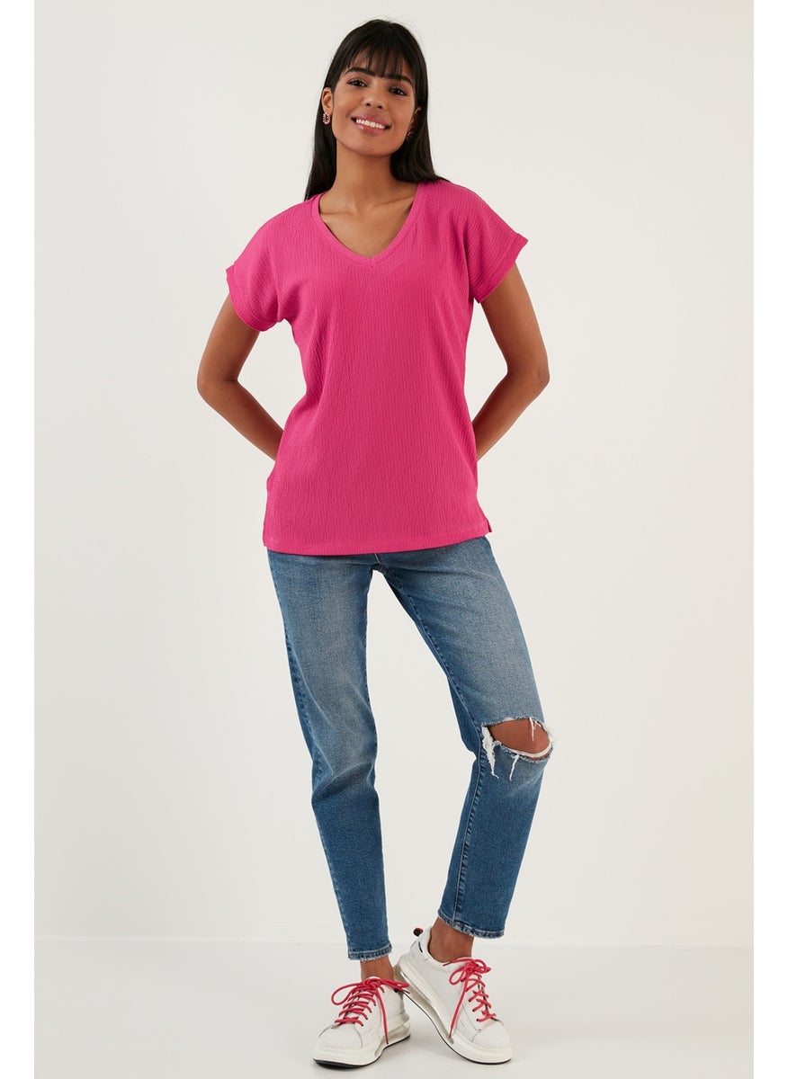 Relaxed Cut Flexible V-Neck Blouse Women's Blouse 5865039
