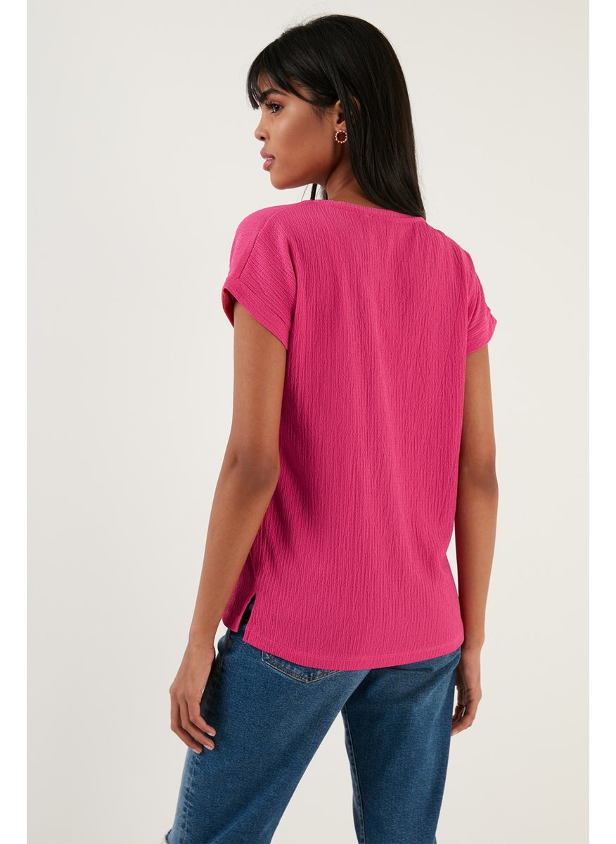 Relaxed Cut Flexible V-Neck Blouse Women's Blouse 5865039