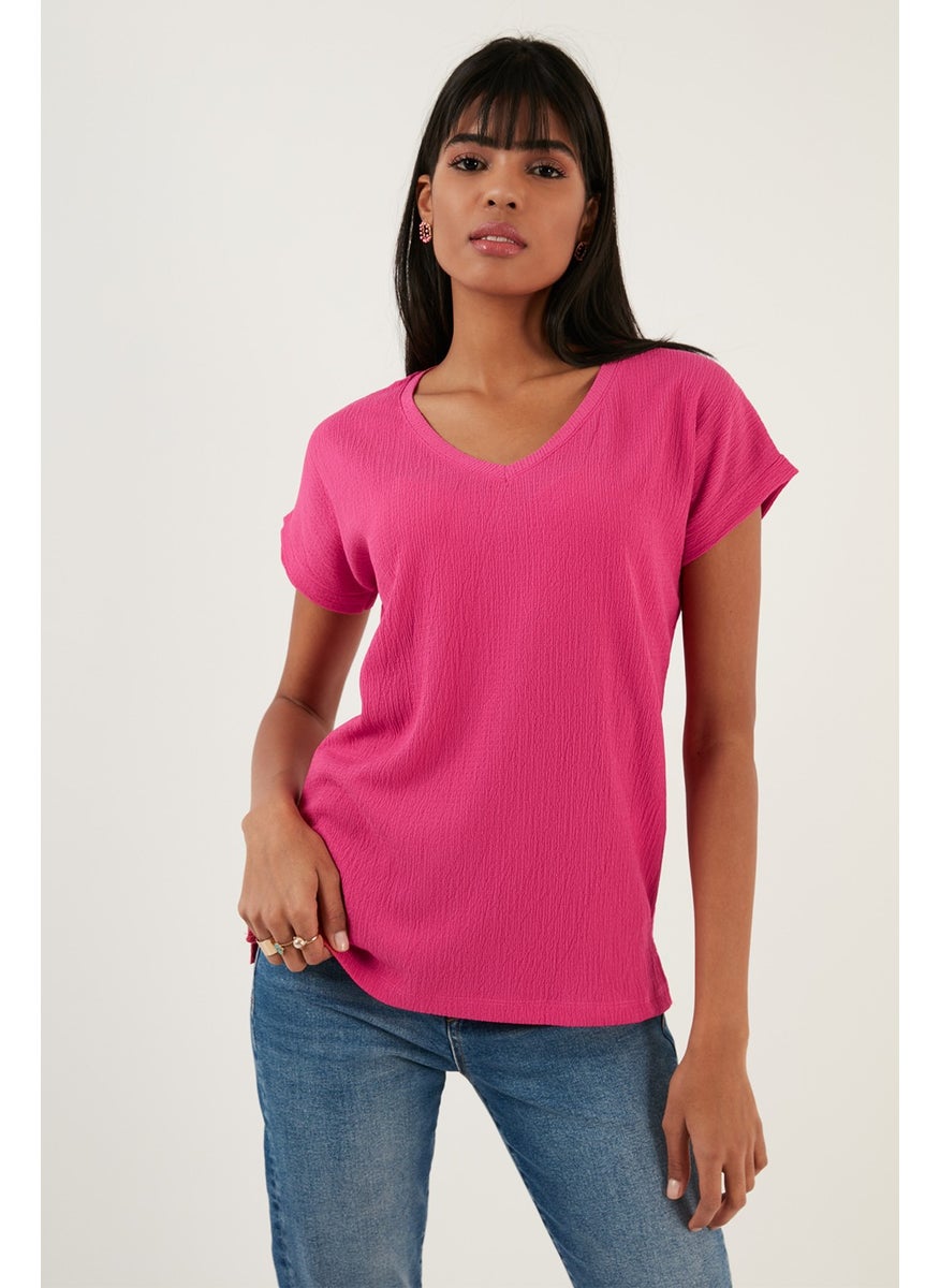 Relaxed Cut Flexible V-Neck Blouse Women's Blouse 5865039