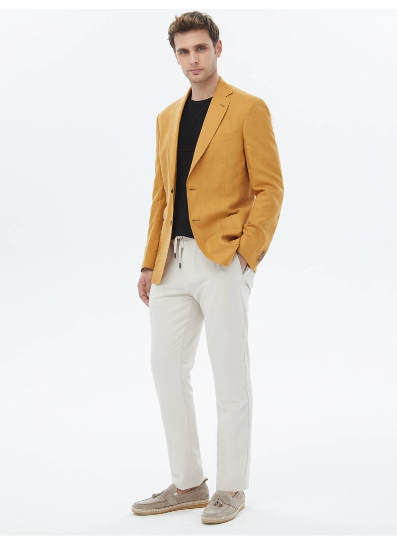 Saffron Plain Modern Fit Linen Blend Jacket