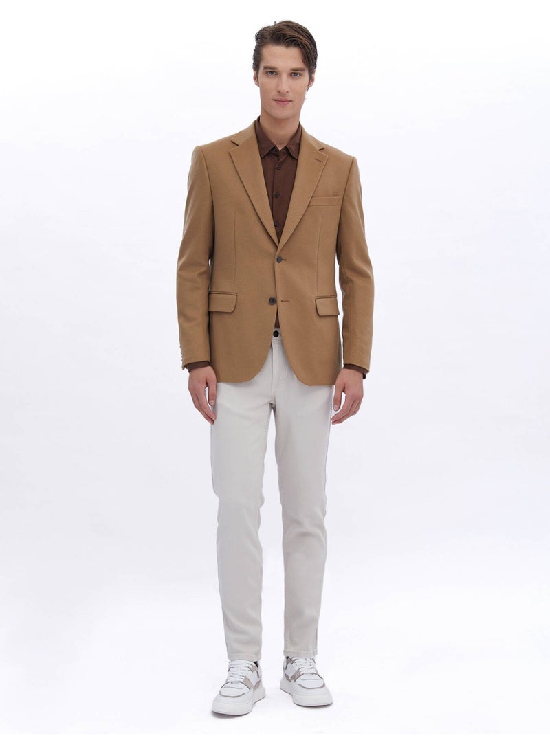 Camel Hair Plain Modern Fit Wool Blend Jacket