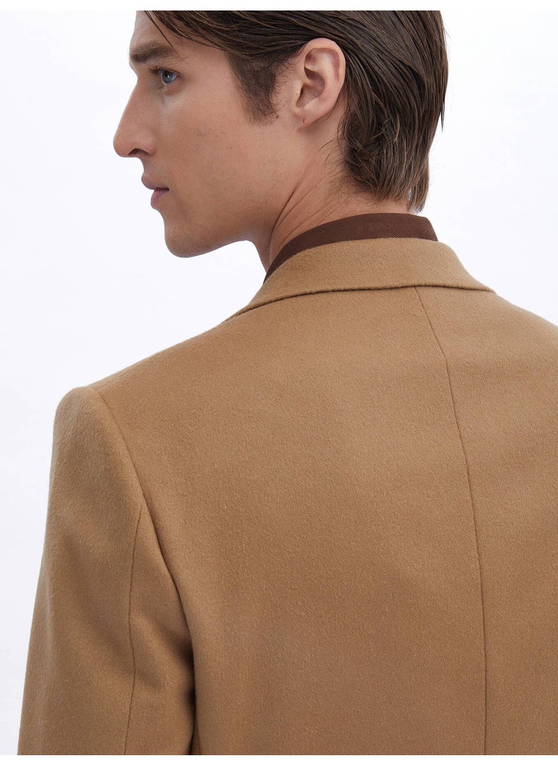 Camel Hair Plain Modern Fit Wool Blend Jacket