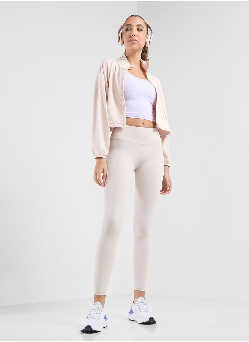 Cropped High Neck Zip Up Jacket