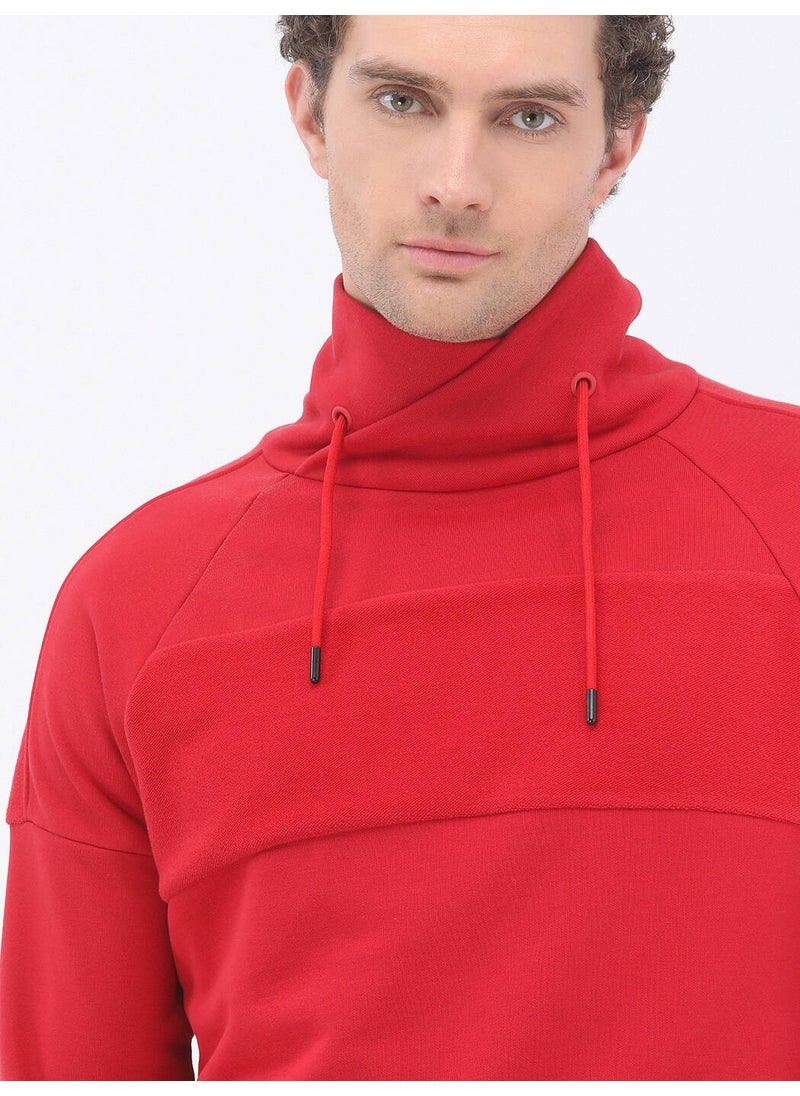 Red Stand Collar Sweatshirt