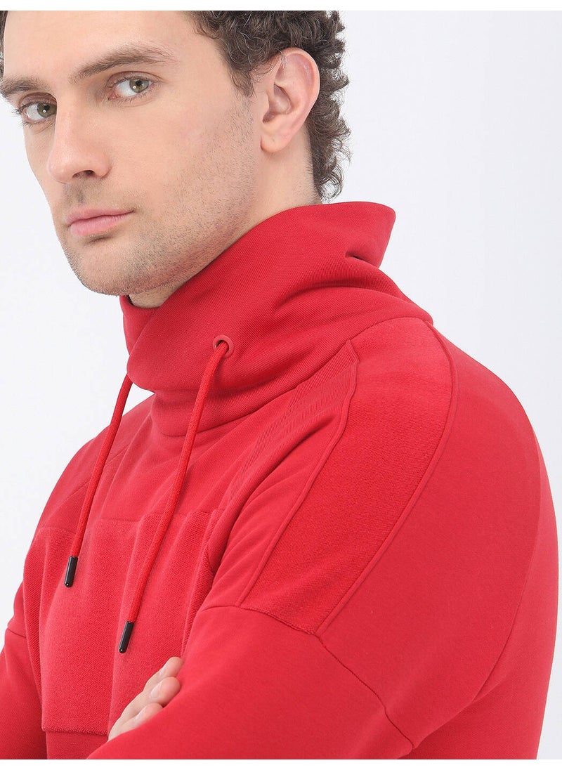 Red Stand Collar Sweatshirt