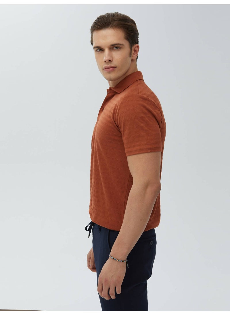 Tile Jacquard Polo Collar 100% Cotton T-Shirt