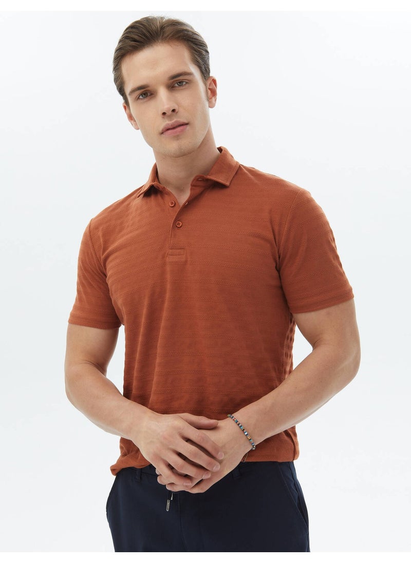 Tile Jacquard Polo Collar 100% Cotton T-Shirt