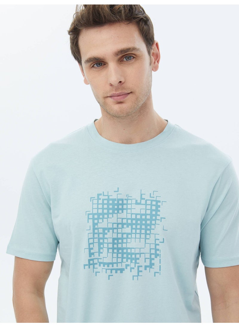 Mint Printed Crew Neck 100% Cotton T-Shirt