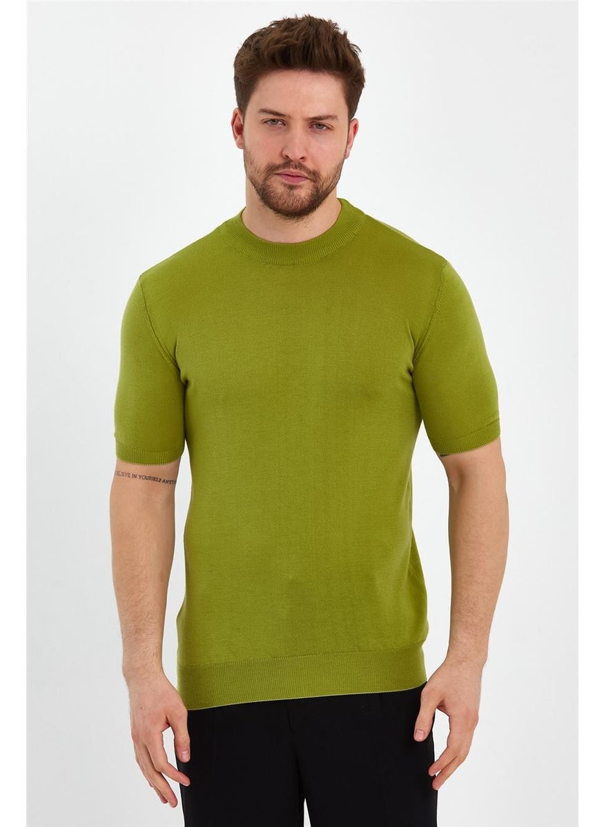 Cool Style Pistachio Green Men's Half Turtleneck Plain Knitwear T-SHIRT-TRZ19129R10S