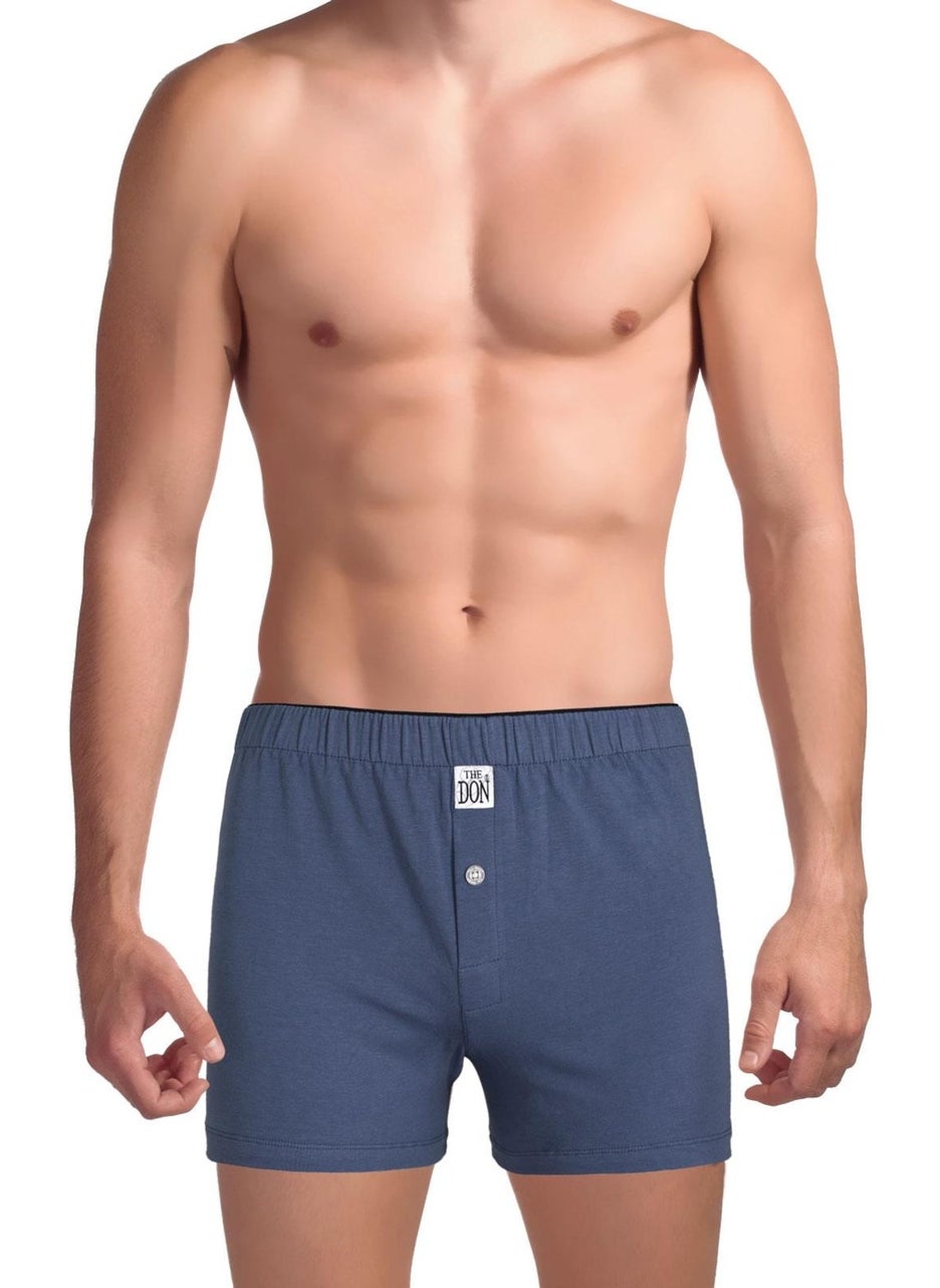 Organic Jersey Combed Cotton-Knitted Men's Boxer Steel Blue