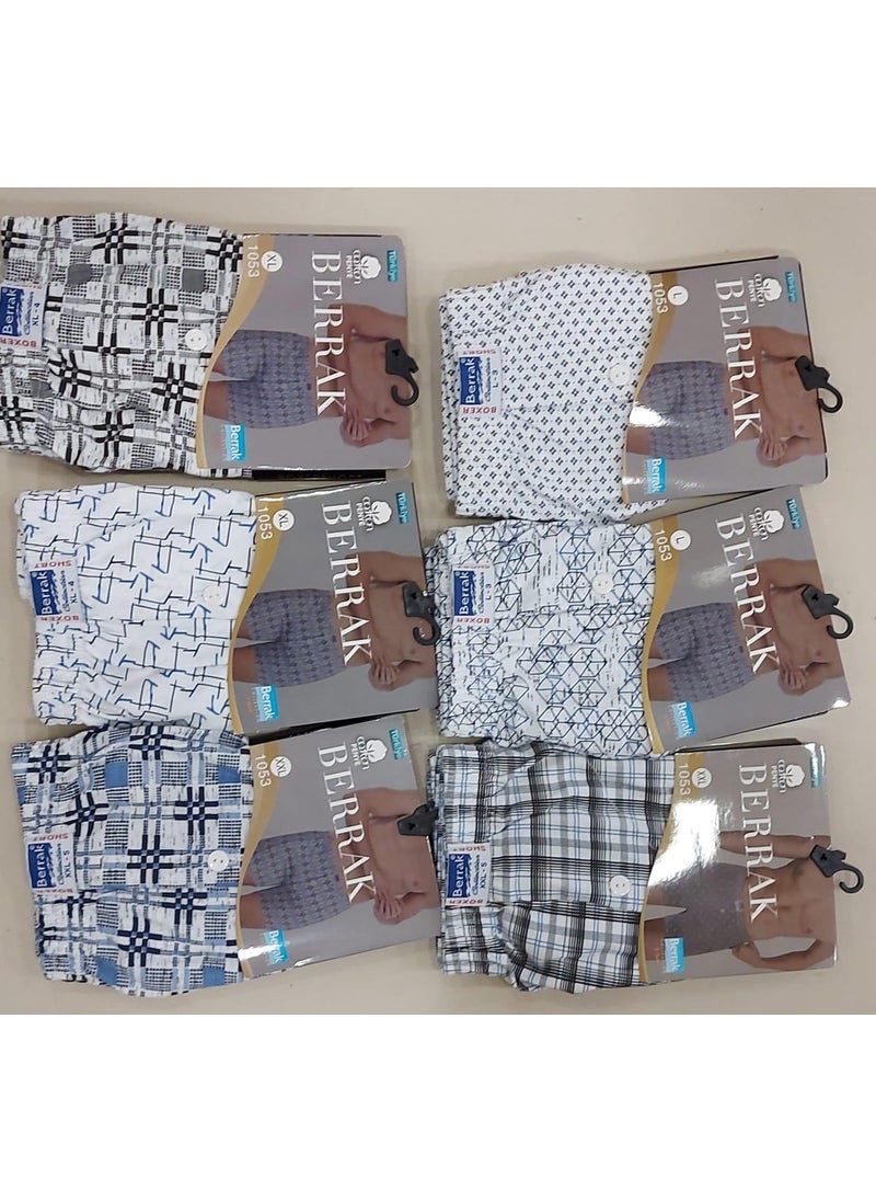 1053 Men's Patterned Boxer Shorts 6 Pieces