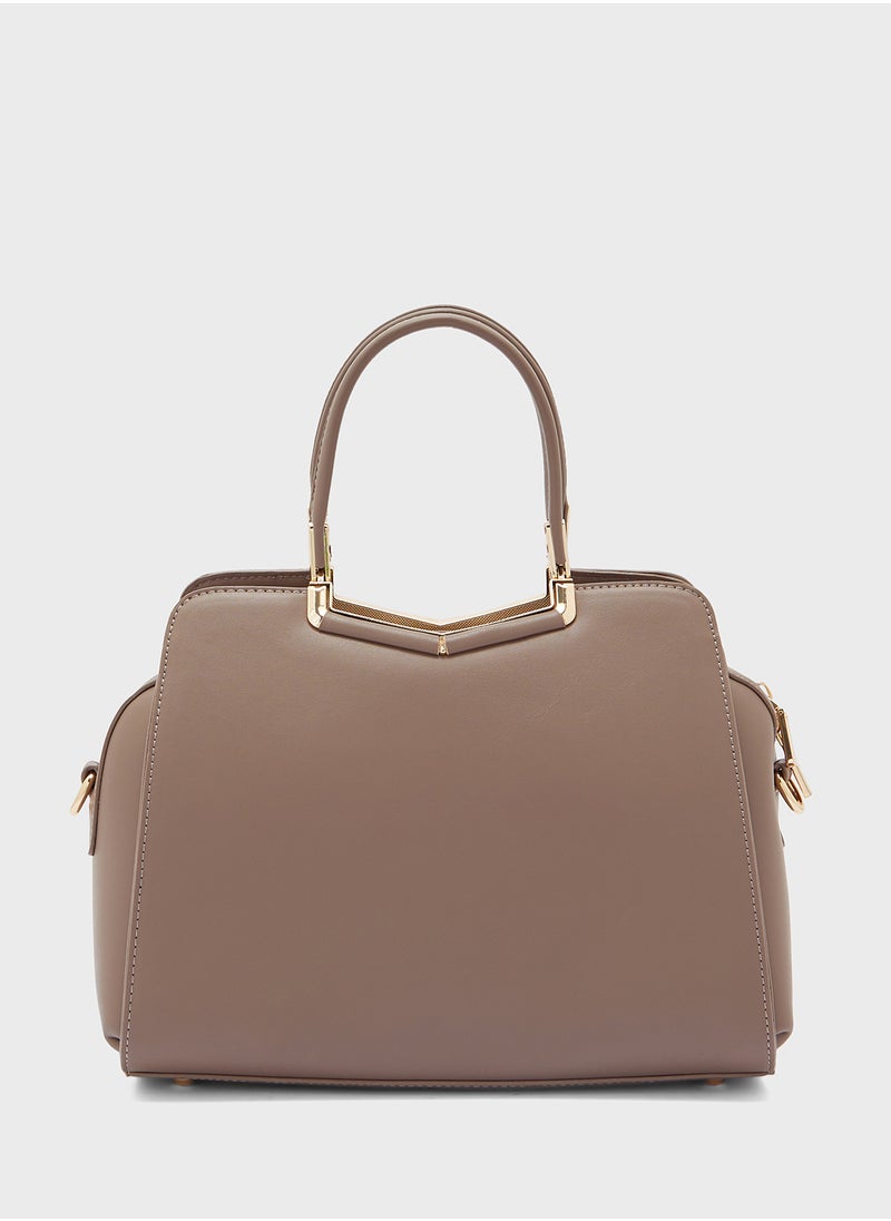 Metal Trim Satchel Bag