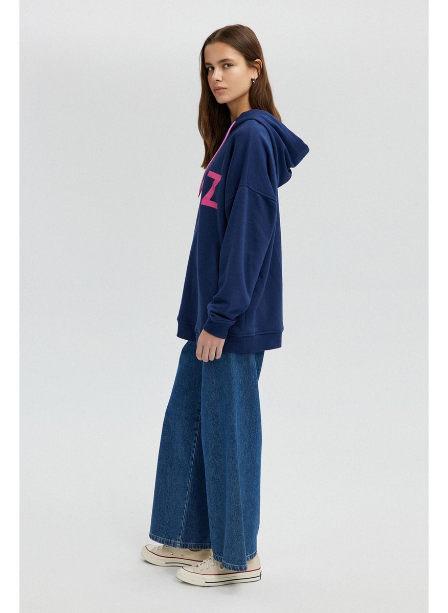 Letter Printed Oversized Sweatshirt