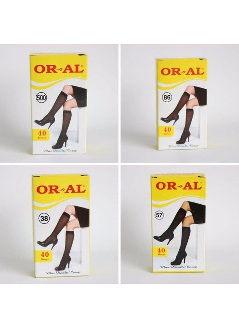 12 Pieces Or-Al 40 Den Mousse Knee Socks