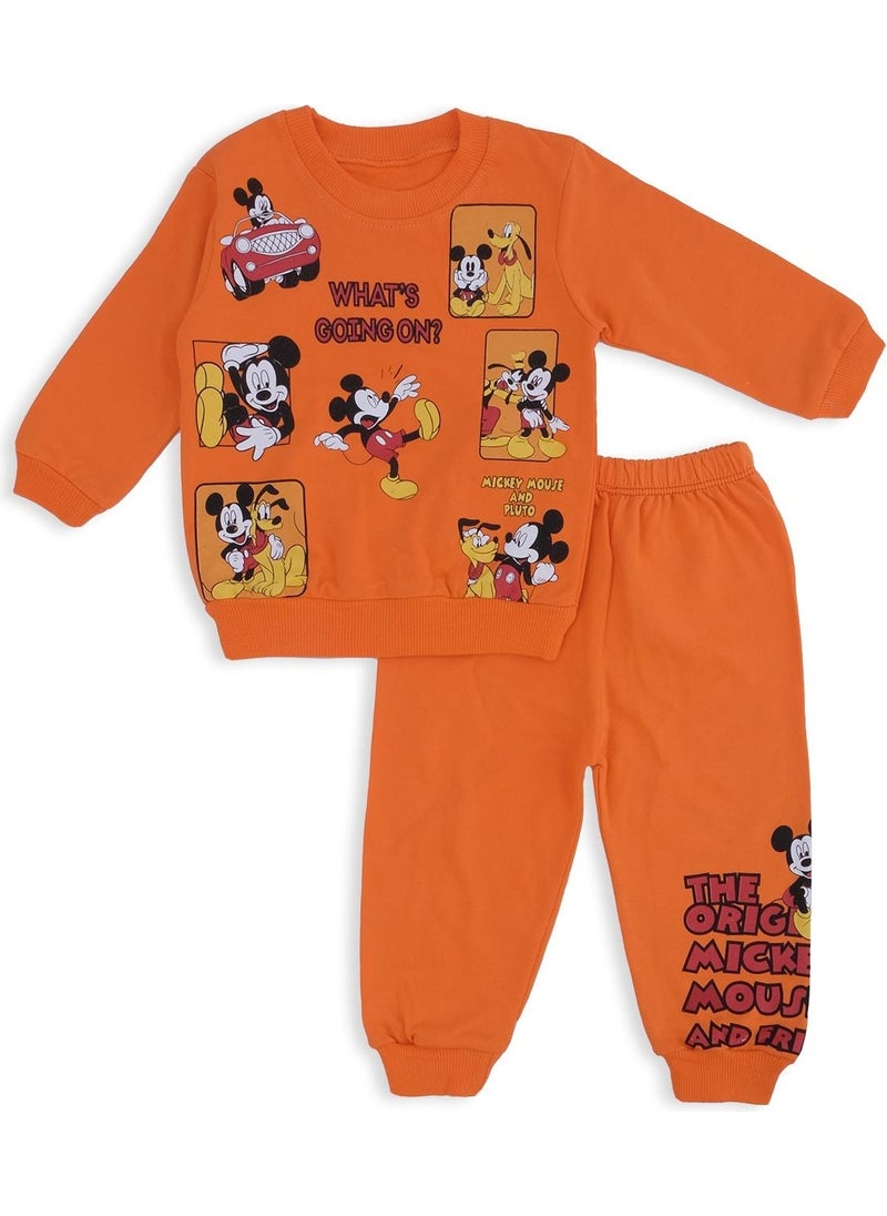 Boy's Mickey Mouse Square Printed 2-Piece Bottom-Top Tracksuit