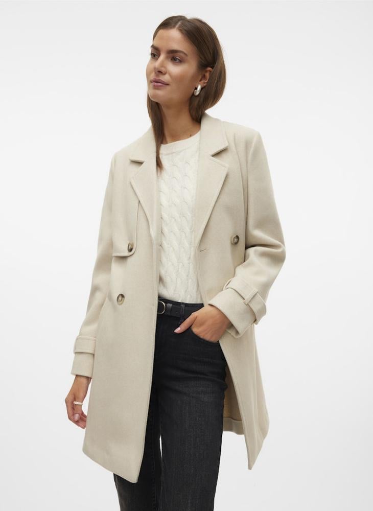 V Neck Straps Knitted Coat