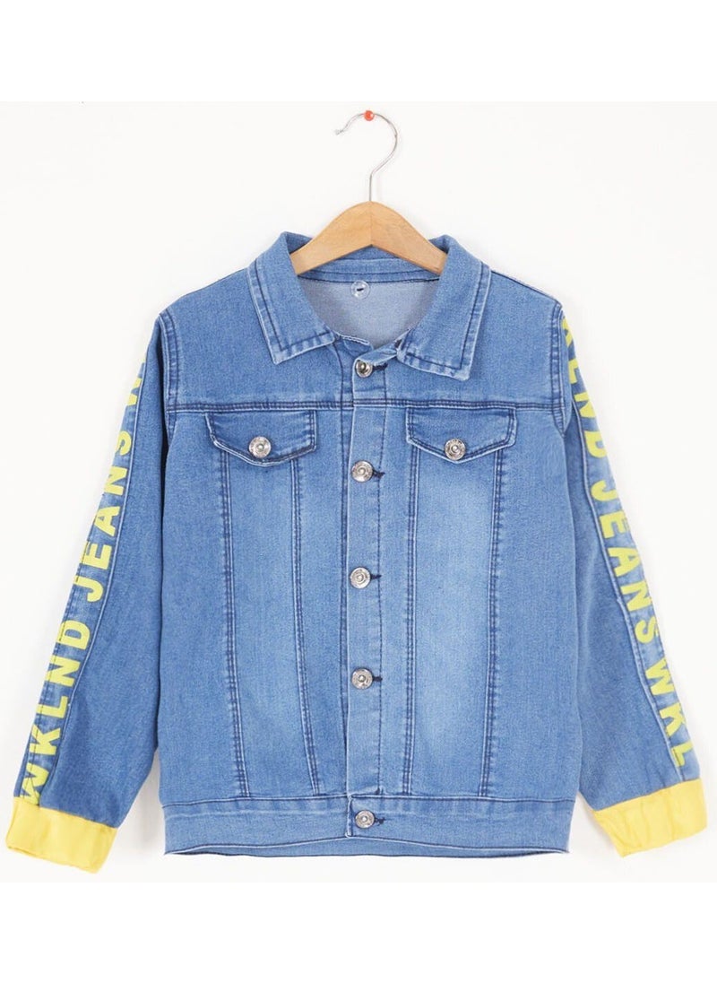 My Little Ones Cicileri Hooded Wklnd Denim Boy's Jacket - Blue-Yellow