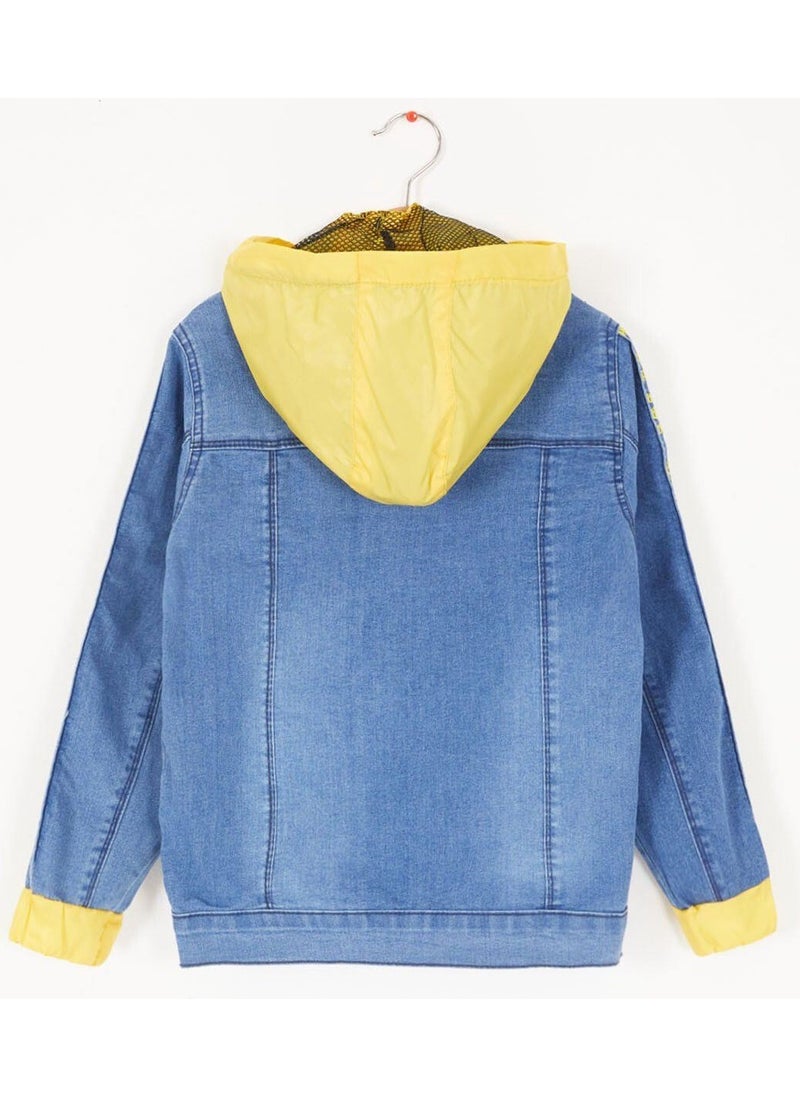 My Little Ones Cicileri Hooded Wklnd Denim Boy's Jacket - Blue-Yellow