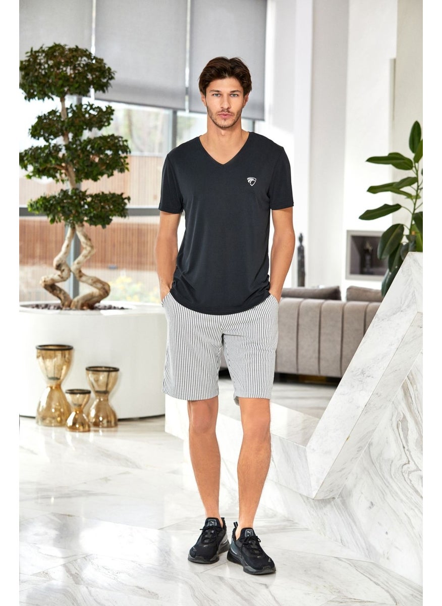 23909 Men's Short Sleeve Shorts Comfortable Home Clothing - Smoked