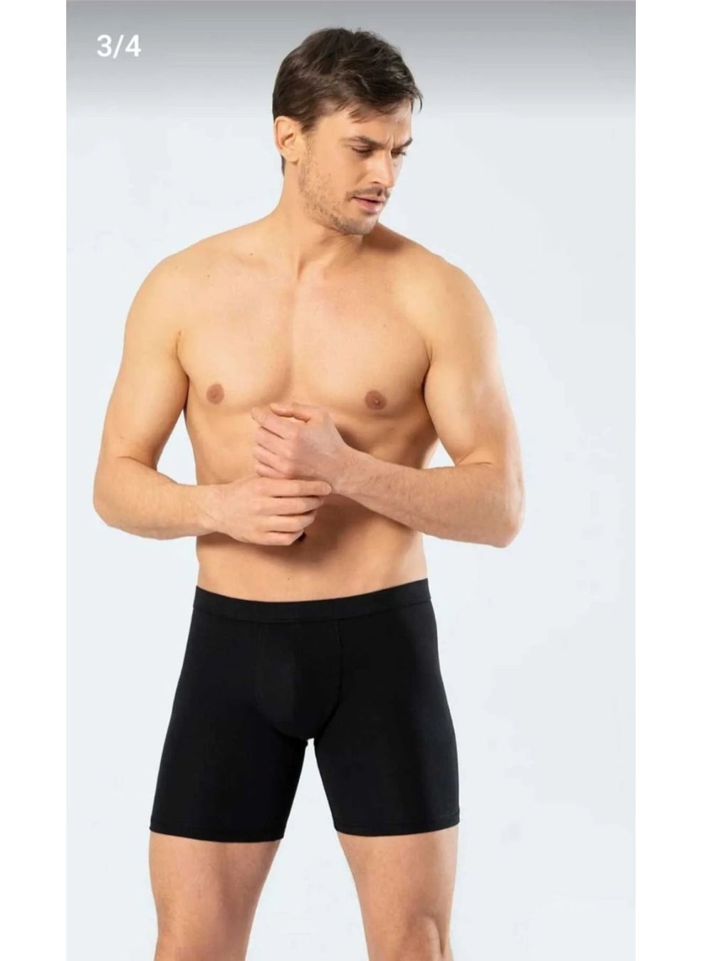 1336 Men's Waist Banded Lycra Long Leg Boxer-Black