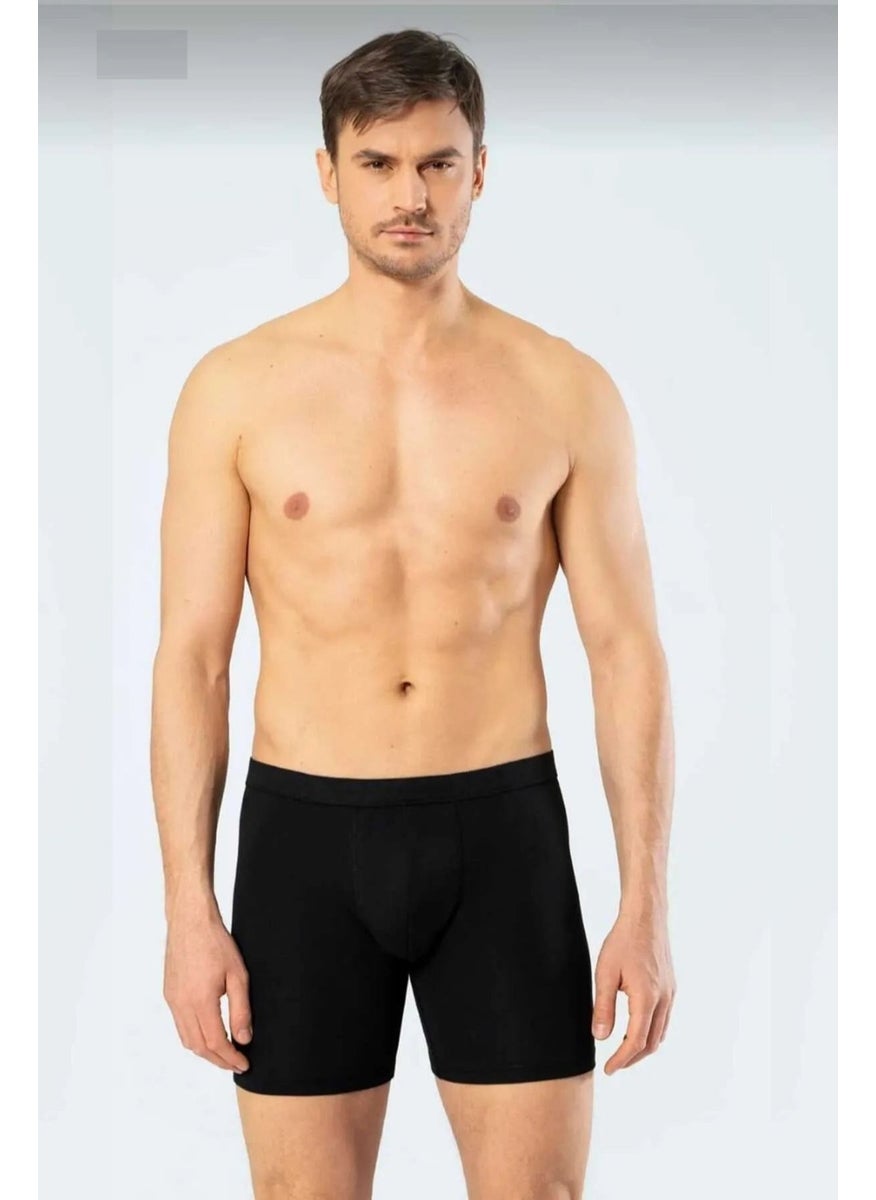 1336 Men's Waist Banded Lycra Long Leg Boxer-Black