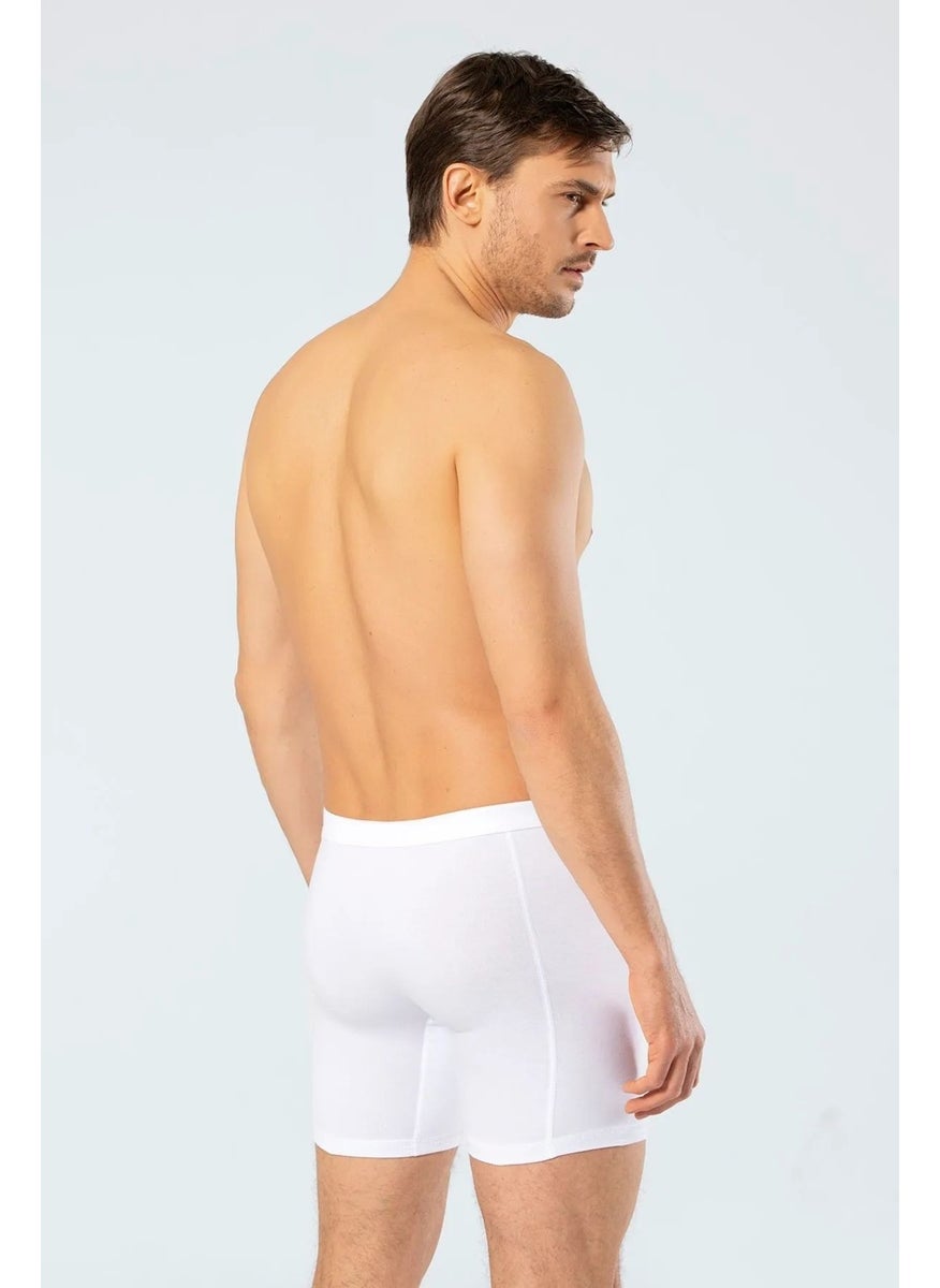 1336 Men's Waist Banded Lycra Long Leg Boxer-White