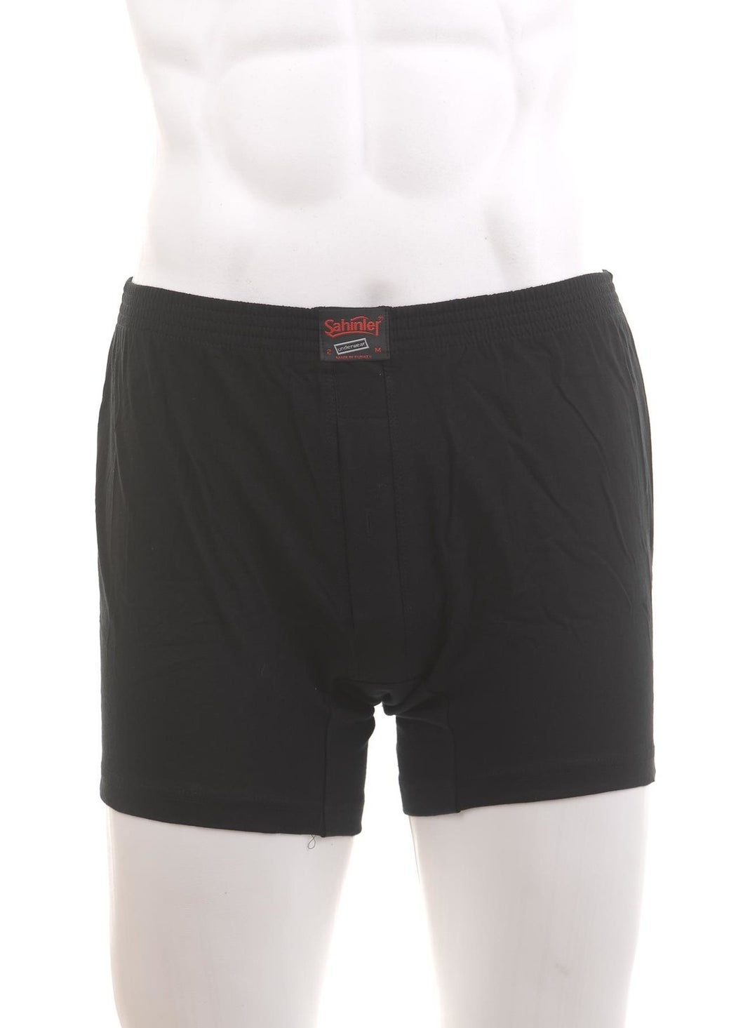 ME010 Black Men's 4 Piece Buttoned Combed Cotton Boxer