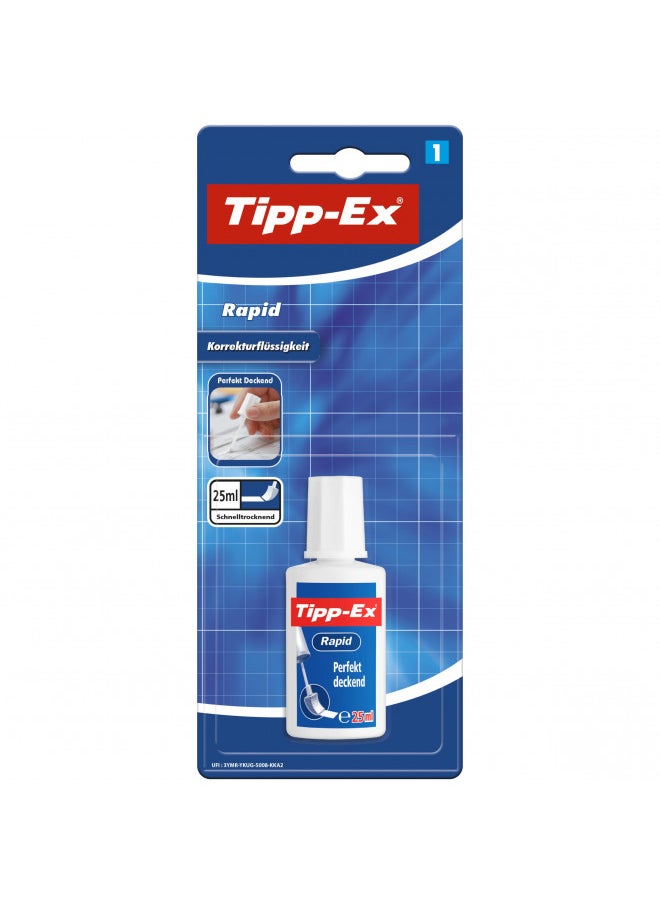 Tipp-Ex Rapid Top-Quality Opaque and Clean Correction Bottle of 20 ml Liquid- Long-Lasting Product - Pack of 1