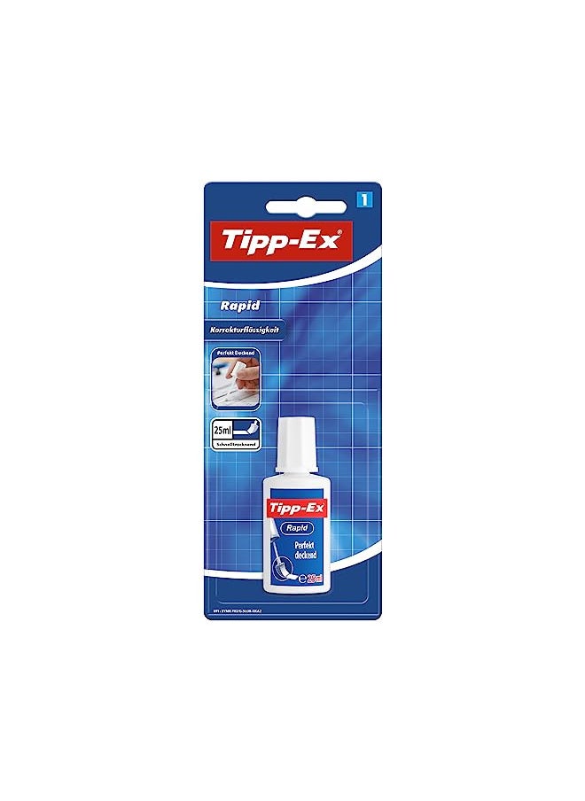 Tipp-Ex Rapid Top-Quality Opaque and Clean Correction Bottle of 20 ml Liquid- Long-Lasting Product - Pack of 1