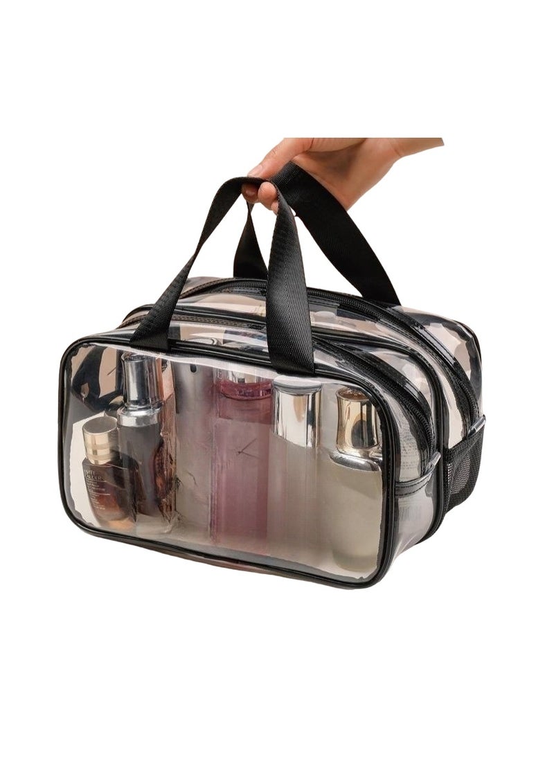 Makeup Bag, Travel Cosmetic Bag Case With Zipp, Water Resistant Toiletry Bag With Compartments, Large Capacity Makeup Storage Pouch With Handles, (1pc, Small Size, Clear)