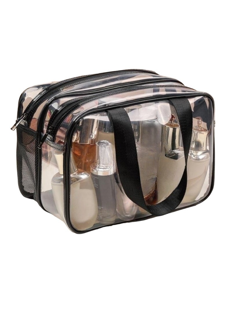 Makeup Bag, Travel Cosmetic Bag Case With Zipp, Water Resistant Toiletry Bag With Compartments, Large Capacity Makeup Storage Pouch With Handles, (1pc, Small Size, Clear)